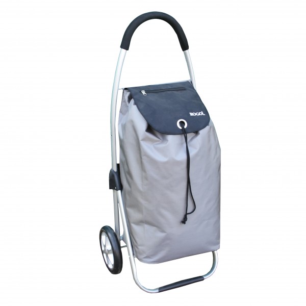 Einkaufstrolley mit Nylontasche silber